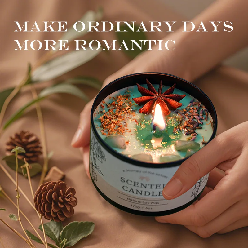 Home Fragrance Long Lasting - Yaratıcı Kristal Aromaterapi Mum 6OZ -