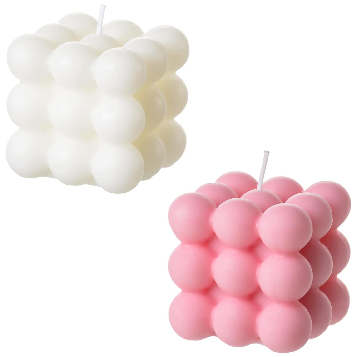 Soy Wax Flake - 2 Parça Beyaz Pembe Kabarcık Mum